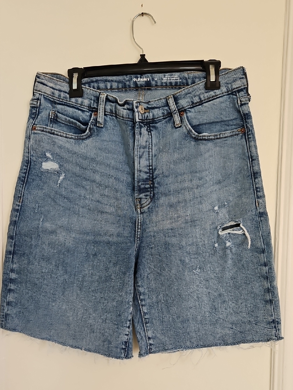 Old Navy Light Blue Distressed Denim Bermuda Shorts